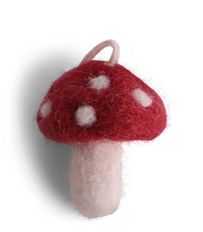 Felt Mushroom Ornaments - Red