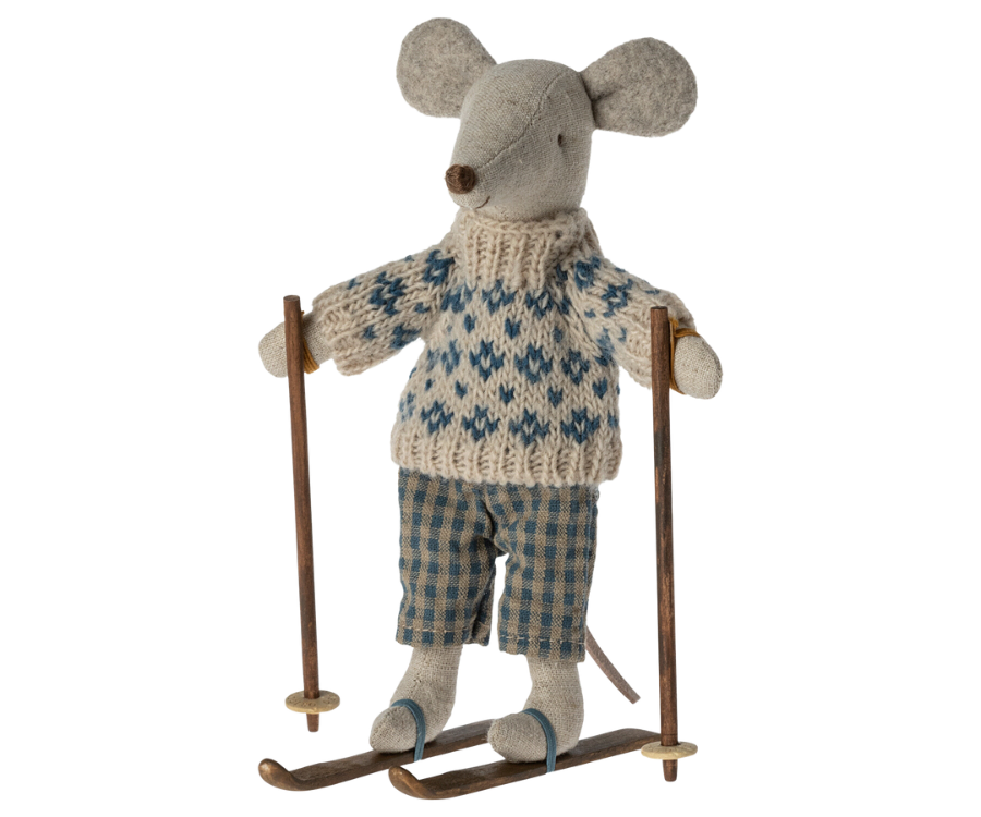 Maileg Winter Mouse with Ski Set - Dad