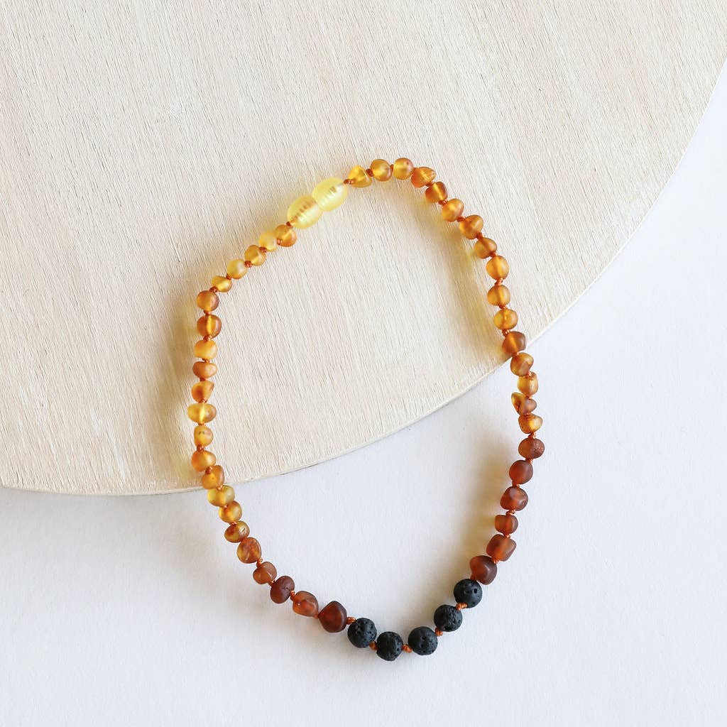 CanyonLeaf - Raw Ombre Amber + Lava Stone Necklace