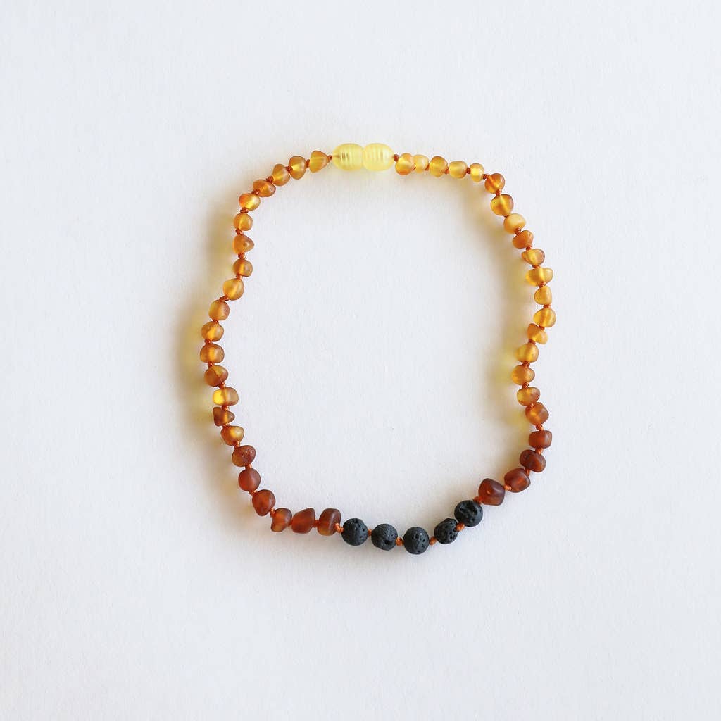 CanyonLeaf - Raw Ombre Amber + Lava Stone Necklace