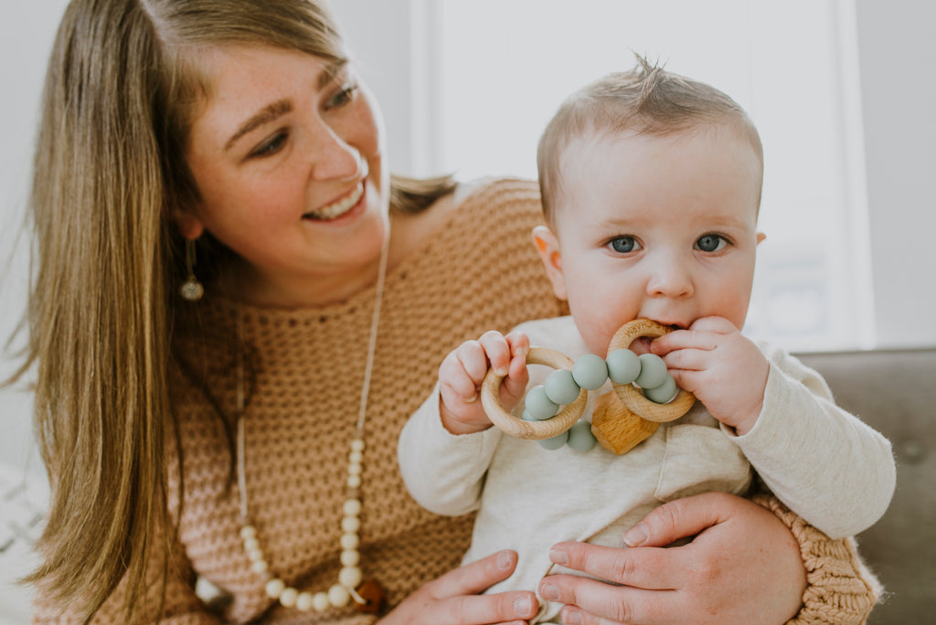 Hayes Silicone + Wood Teether Ring - Succulent