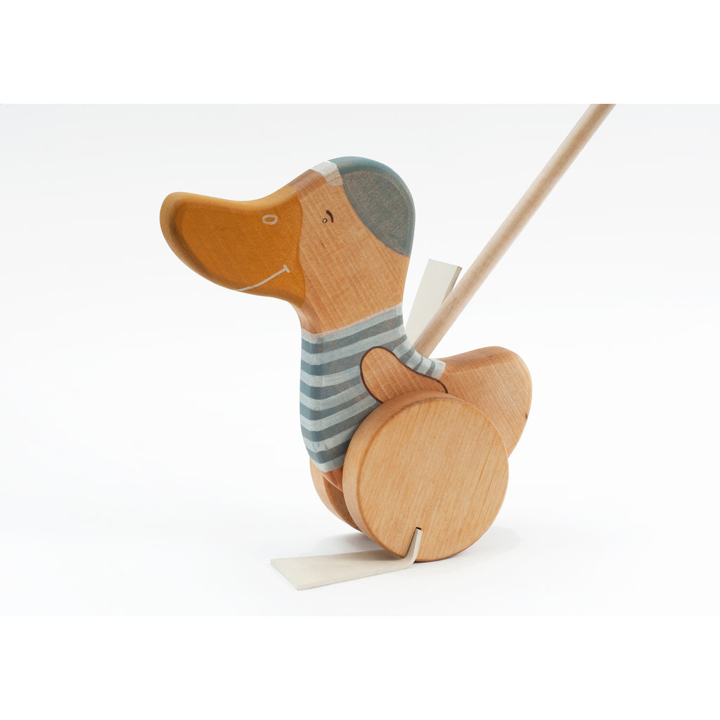 Handcrafted Wooden Push Toy Duck
