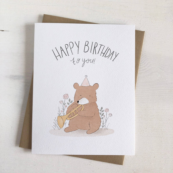 Fox & Bear Paper Co. - Happy Birthday Bear Greeting Card – Mini Mint