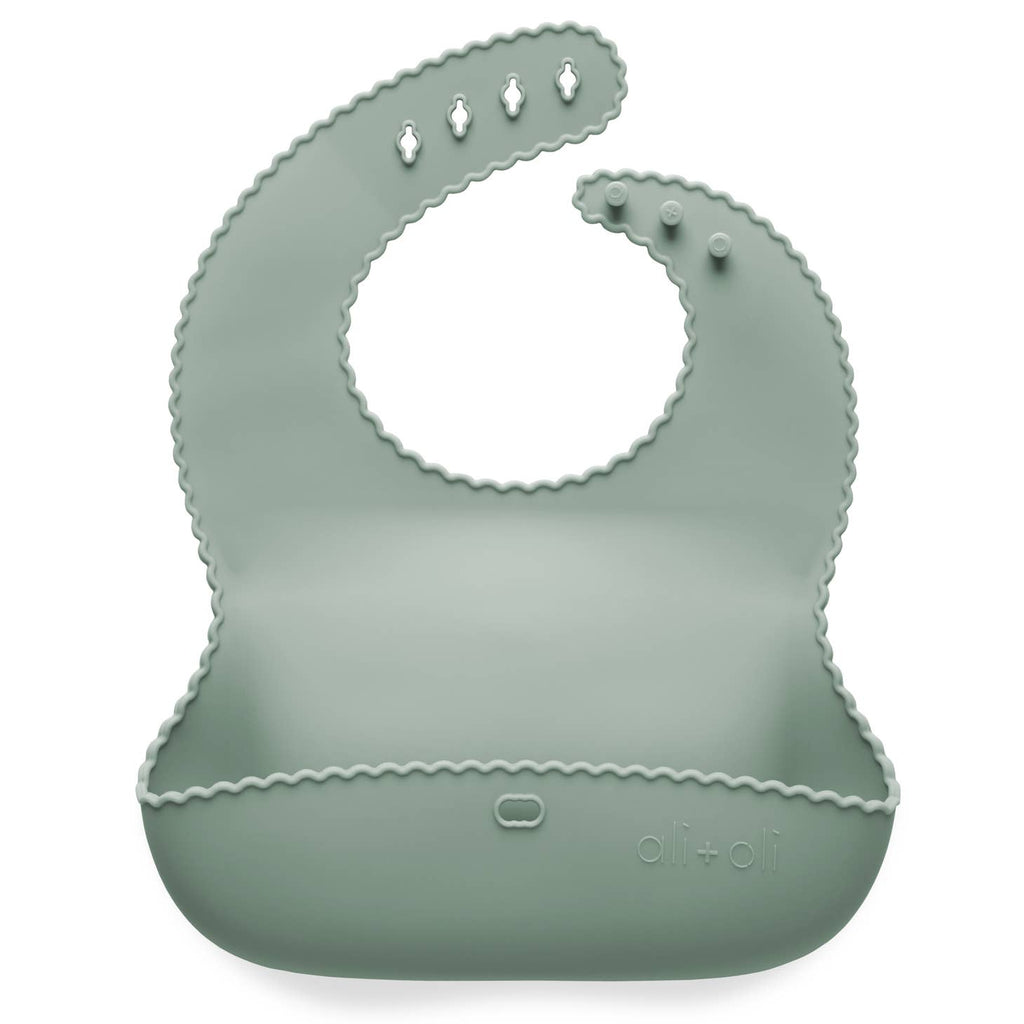 Silicone Roll Up Bib for Baby - Wavy Edge - Mint