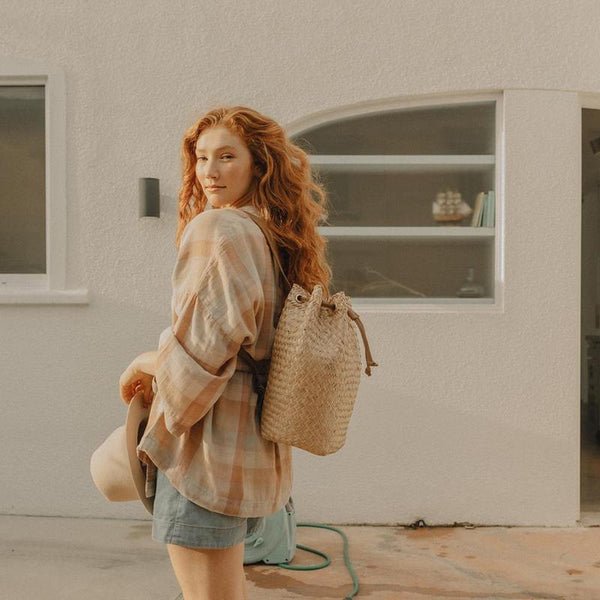 Olli Ella Satch Seagrass Backpack – Mini Mint display picture 1