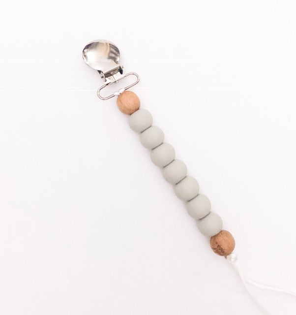 Pretty Please Boutique Teethers - Riverstone || Erin Pacifier Clip || Silicone + Wood