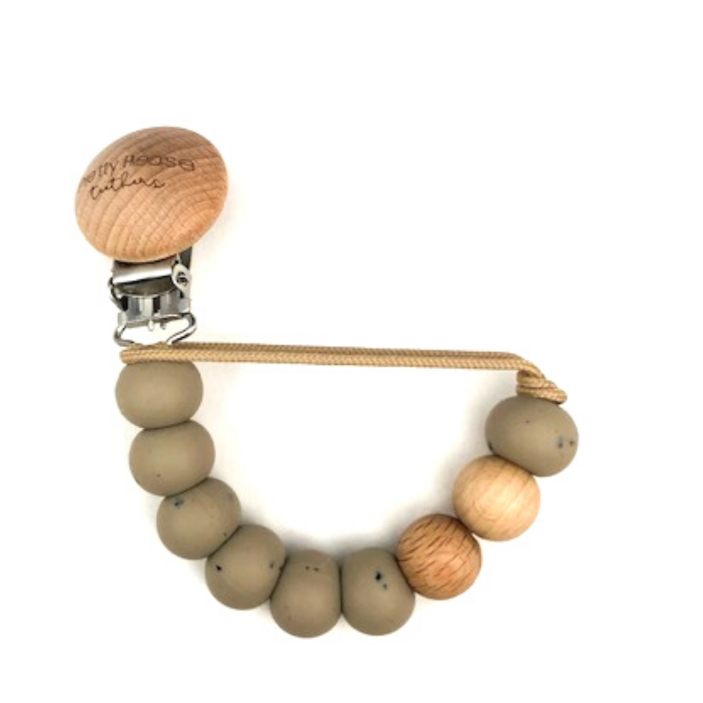 Magnolia Classic Pacifier Clip - Speckled Taupe