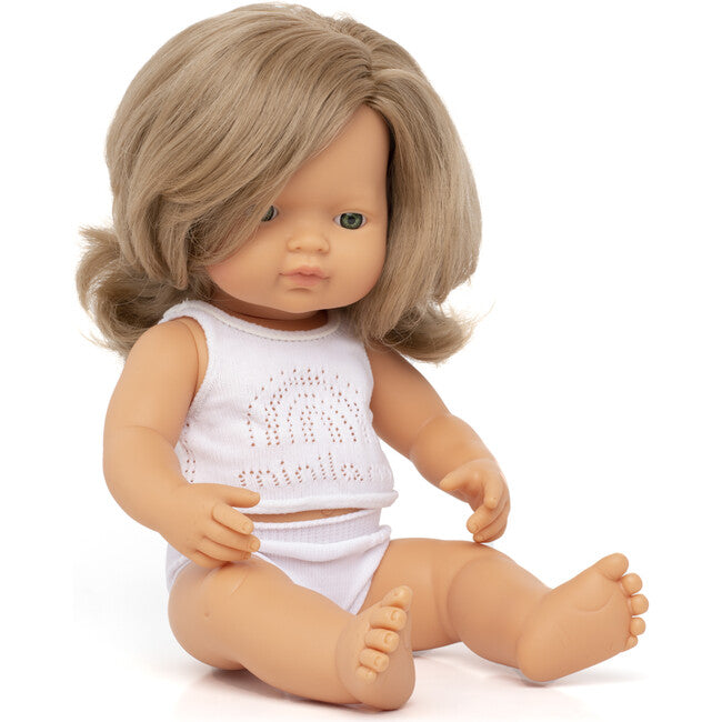 Miniland Baby Doll Caucasian Dirty Blonde Girl 15"