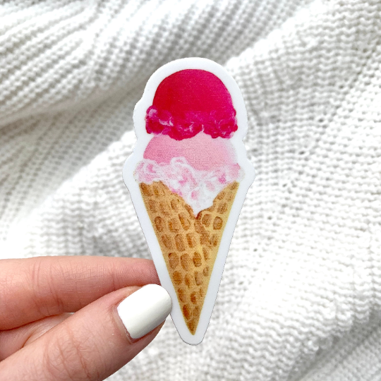 Ice Cream Cone Vinyl Sticker - 3x1"