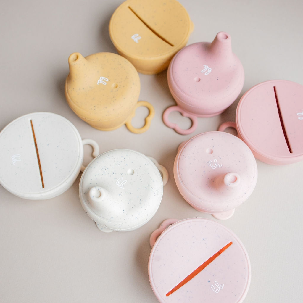 Silicone Snack + Sippy Lid Set - Dusty Pink Speckled