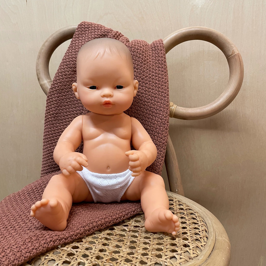 Miniland Newborn Baby Doll Asian Girl 12 5/8"