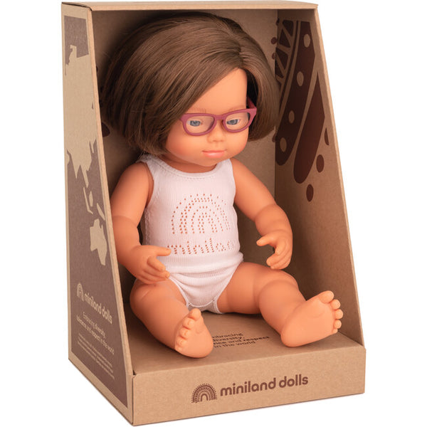 Miniland Baby Doll Down Syndrome Caucasian Girl With Glasses 15
