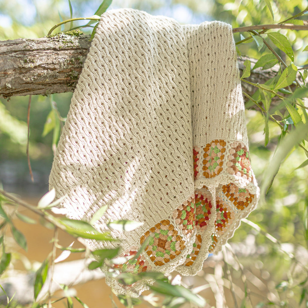 Souris Mini Crochet Blanket- Cream