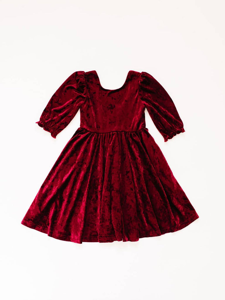 Pippa Dress in Crushed Cranberry Velvet