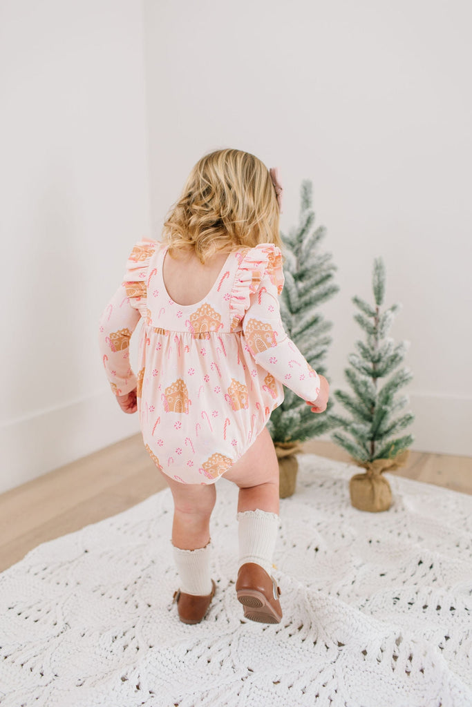 Leah Romper in Gingerbread - Baby Bubble