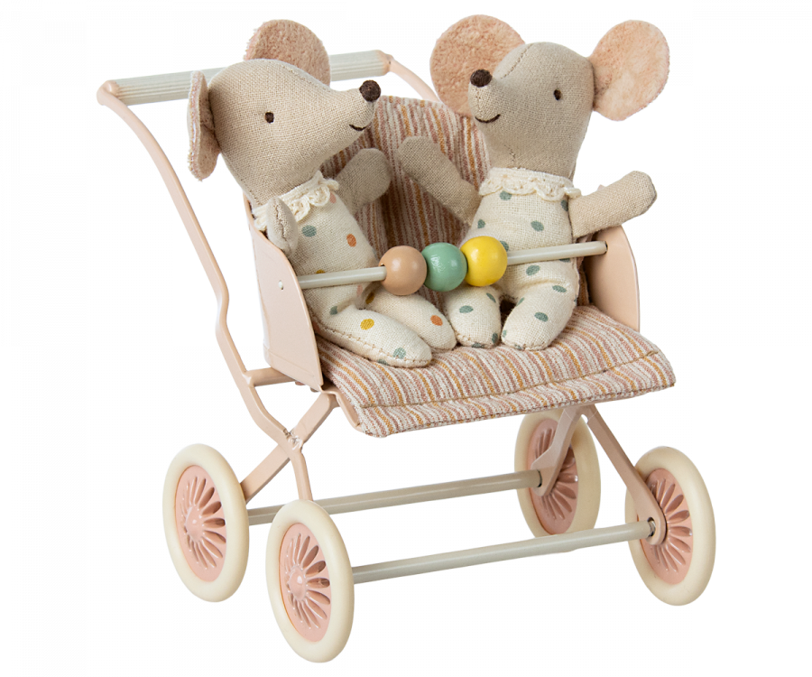 Maileg Stroller, Baby Mice - Rose