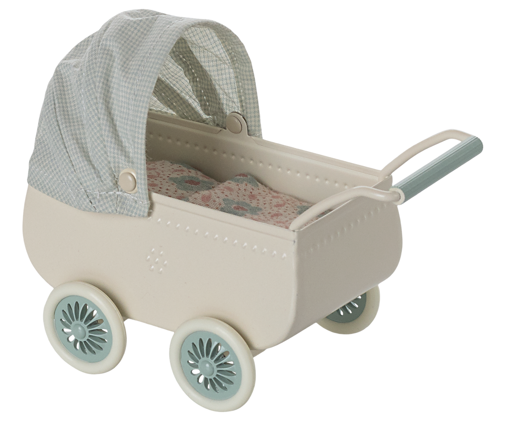 Maileg Pram with Baby Mouse - Mint