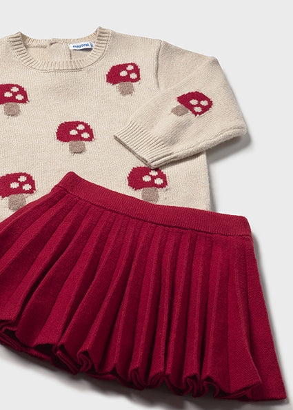Knitted Mushroom Skirt Set
