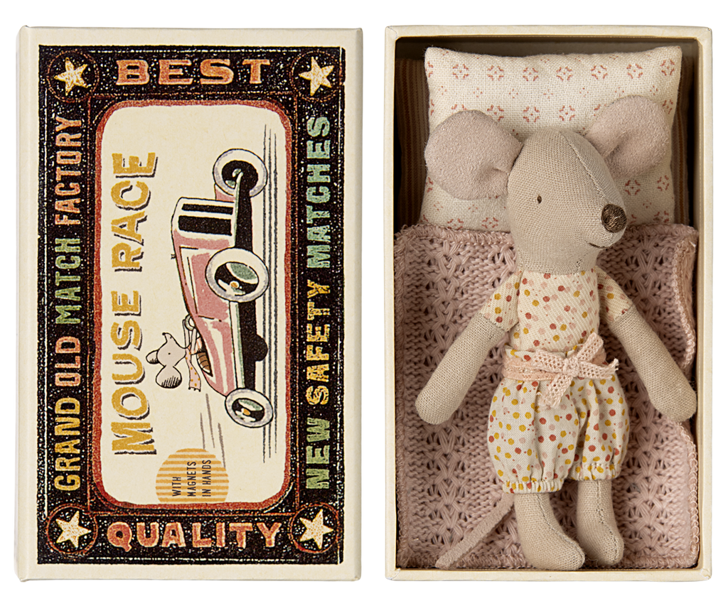 Maileg Little sister mouse in matchbox