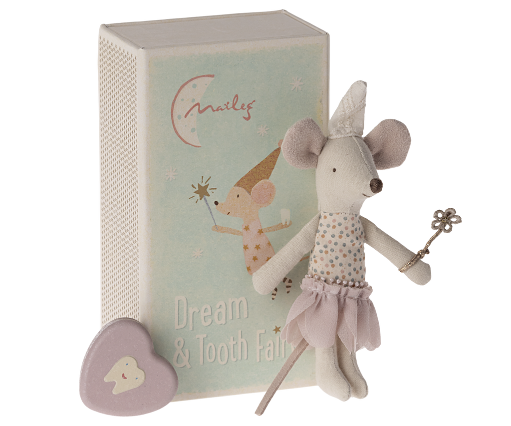 Maileg Tooth Fairy Mouse, LIttle Sister in Match Box