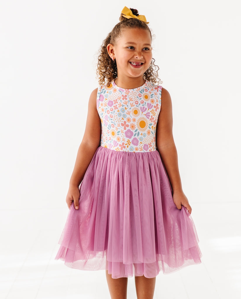 Kids Bamboo Tulle Tutu Dress - Spring Floral Daisy