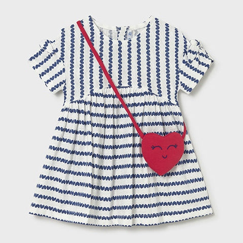 navy dress with red hearts 80s Prairie Dress Heart Button Navy Blue Mini