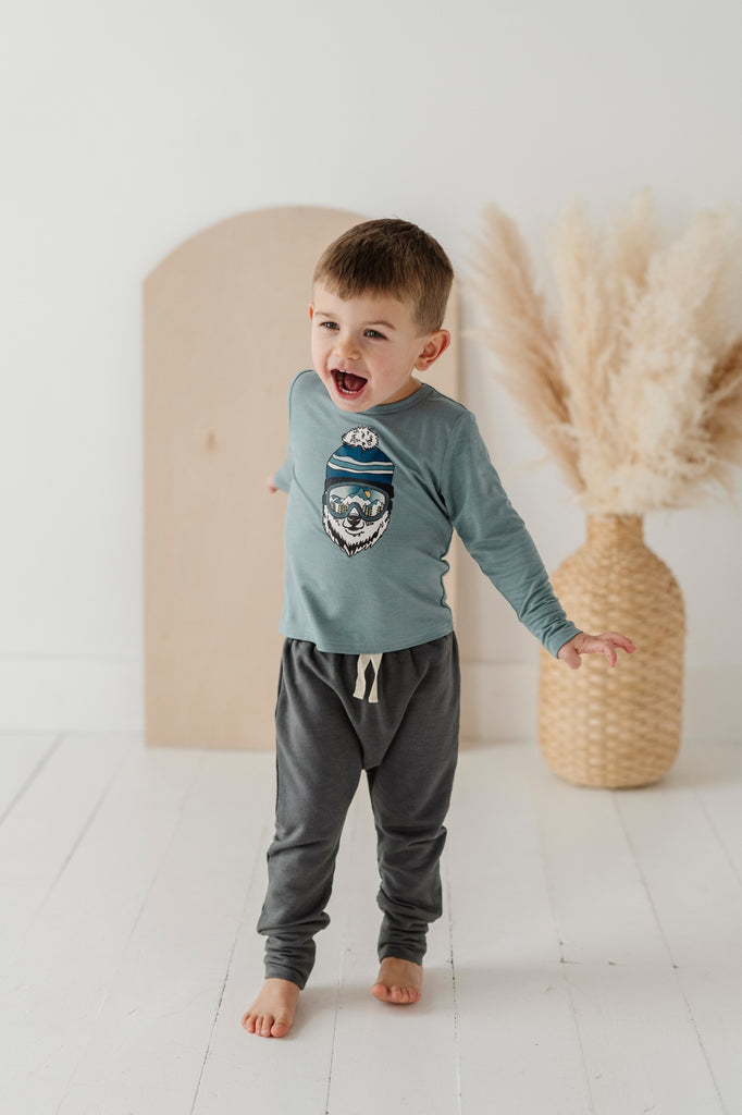 Boy's Long Sleeve Tee -  Ski Bear