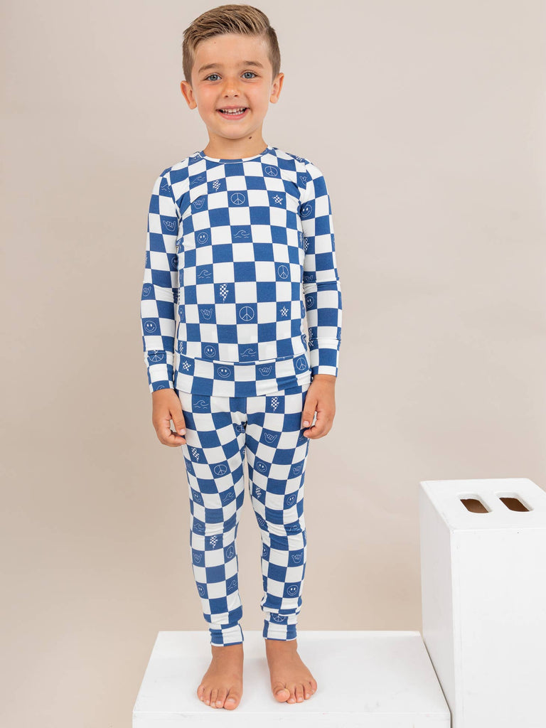 Kids Bamboo Pajamas - Check It Out - Blue