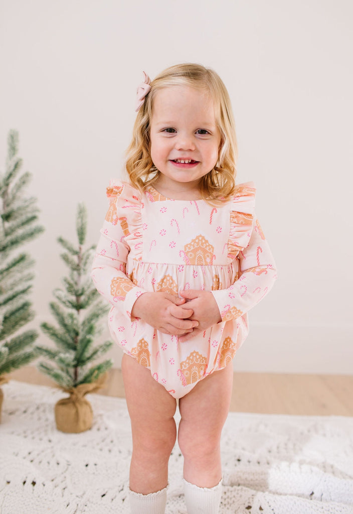 Leah Romper in Gingerbread - Baby Bubble