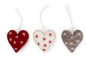 Felt Heart Ornaments Set of 3
