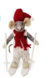 Felt Mouse on Skis with Hat + Scarf