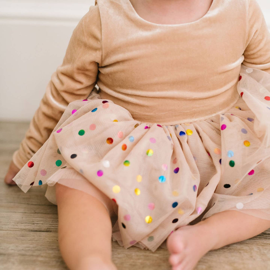 Carly Romper in Confetti Cream - Baby Bubble