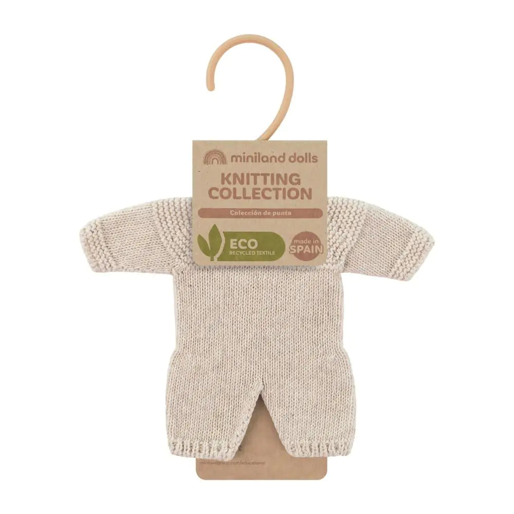 Miniland Knitted Doll Pajamas 8¼” Linen color