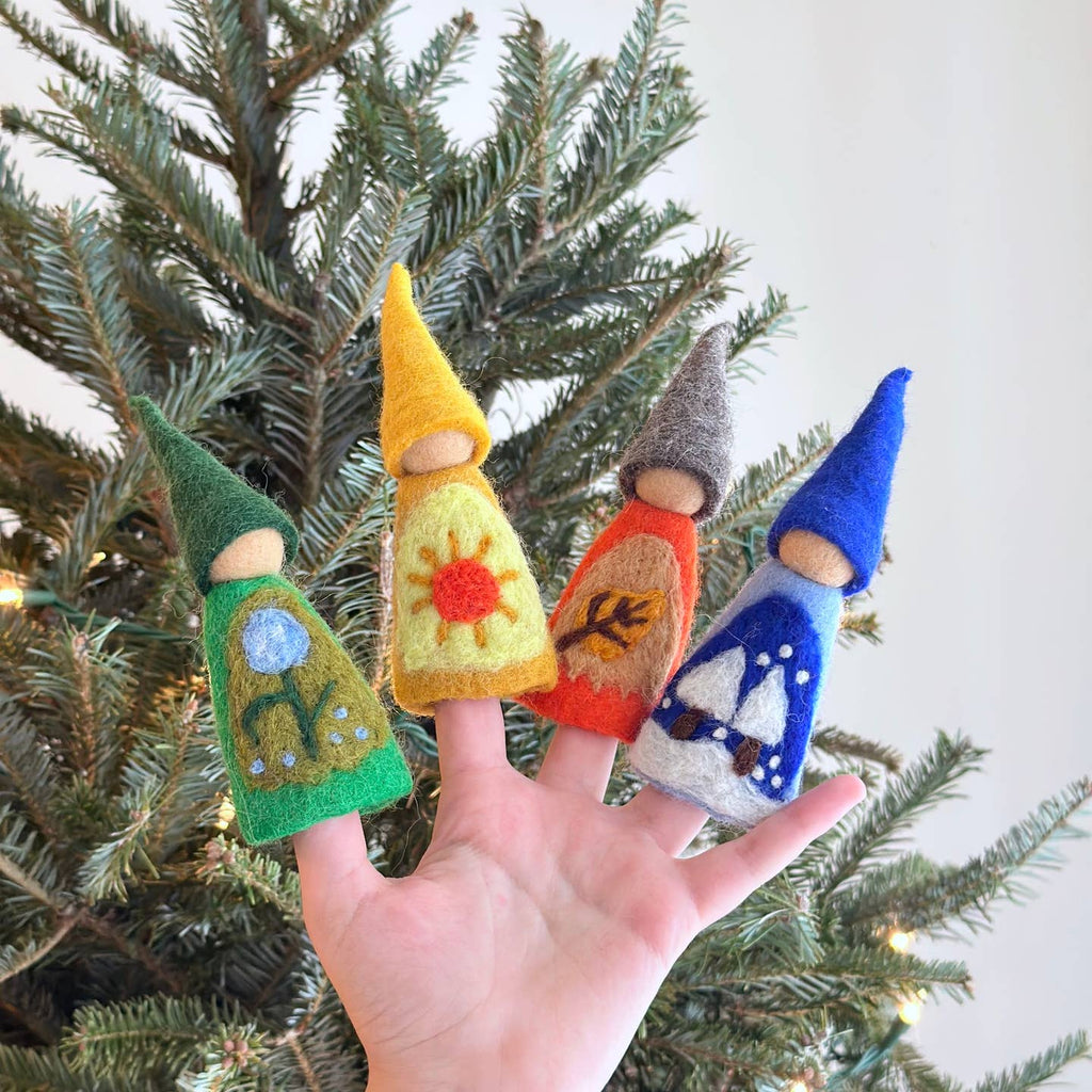 Gnome Felt Finger Puppets - Set of 4