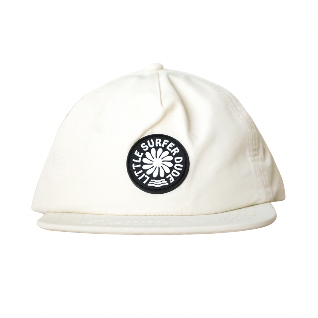 White Little Surfer Dude Nylon Snapback