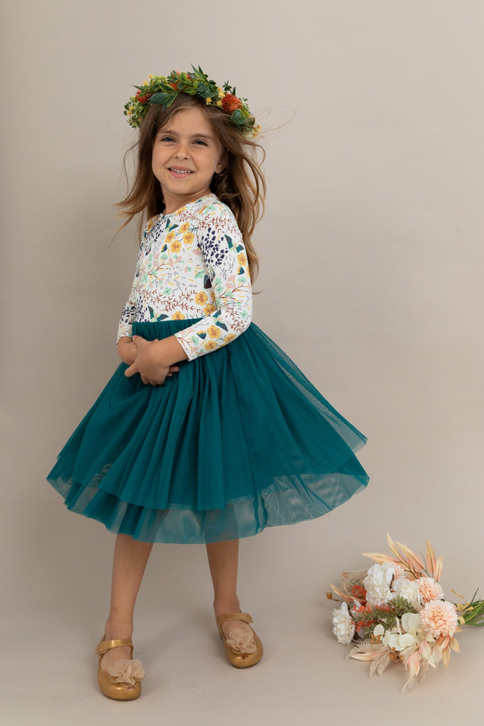 Kids Bamboo Tulle Dress  - Willa Long sleeve