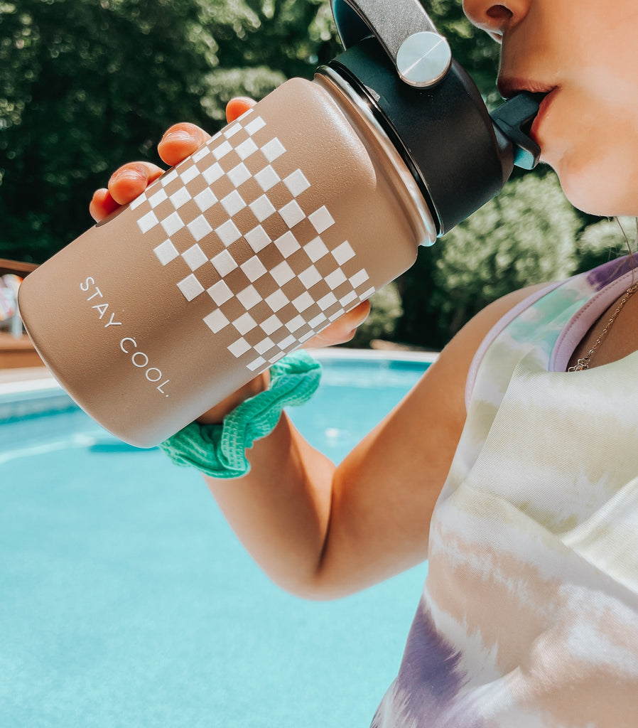 Checkered Insulated Cup - Sage