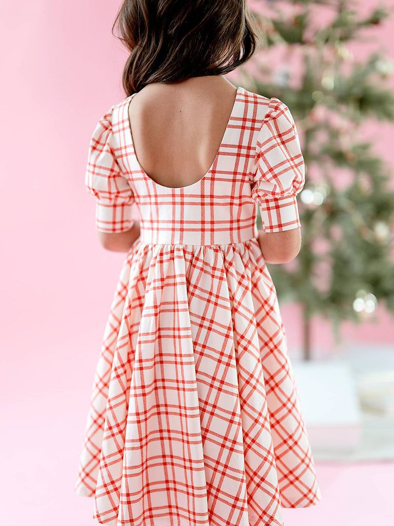 Puff Twirl Dress in Grid