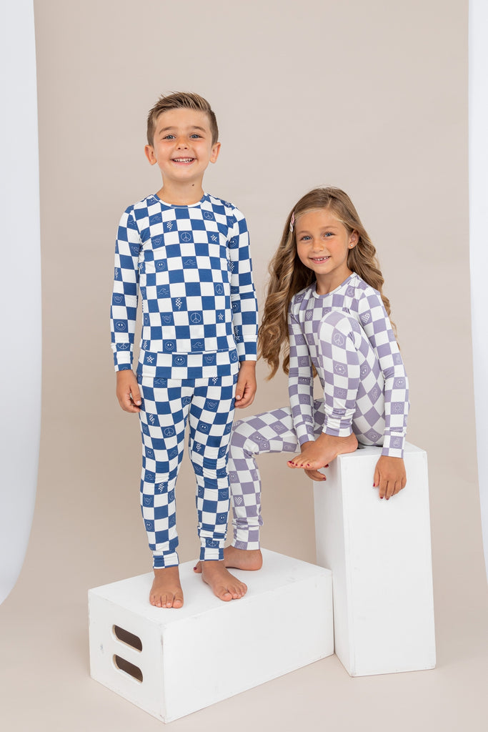 Kids Bamboo Pajamas - Check It Out - Blue