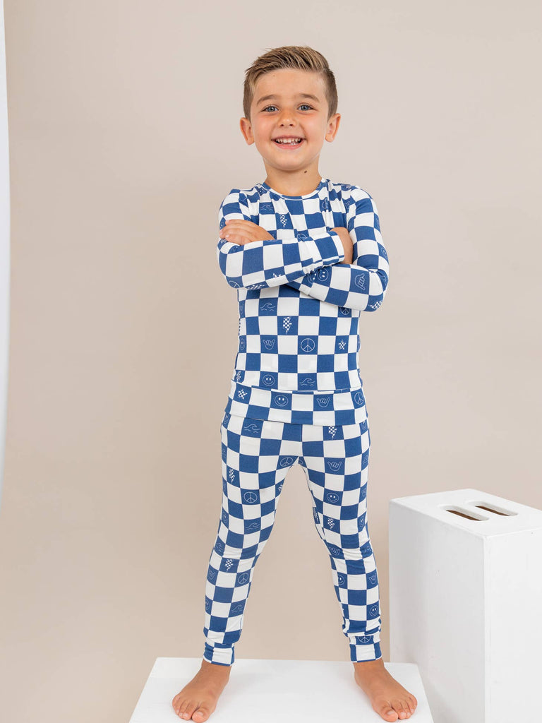 Kids Bamboo Pajamas - Check It Out - Blue