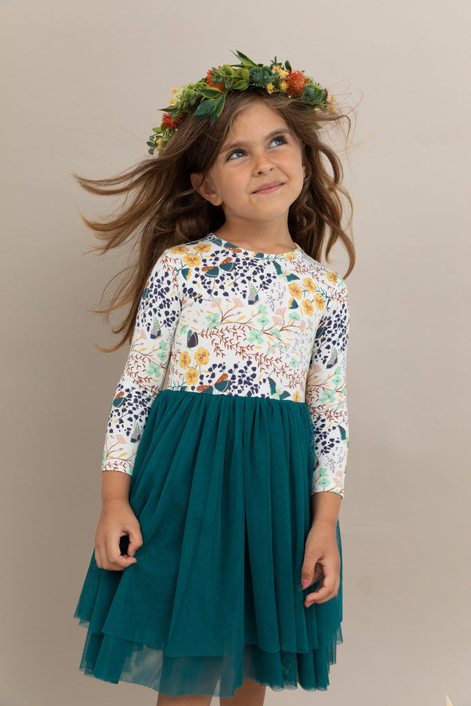 Kids Bamboo Tulle Dress  - Willa Long sleeve