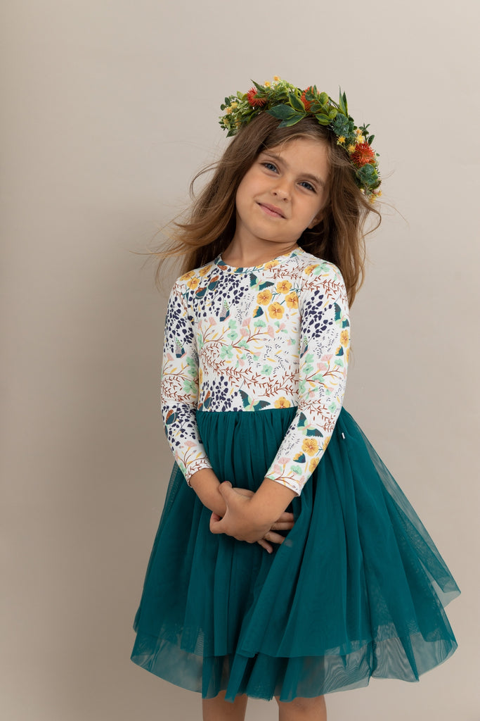 Kids Bamboo Tulle Dress  - Willa Long sleeve