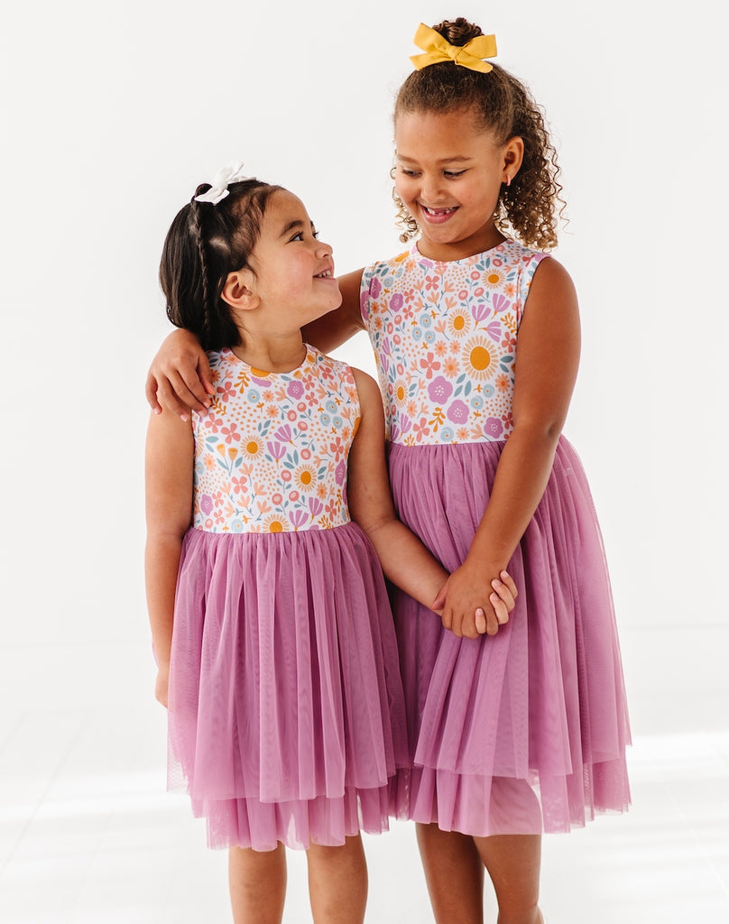 Kids Bamboo Tulle Tutu Dress - Spring Floral Daisy