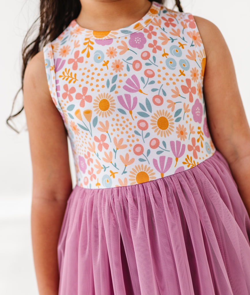 Kids Bamboo Tulle Tutu Dress - Spring Floral Daisy
