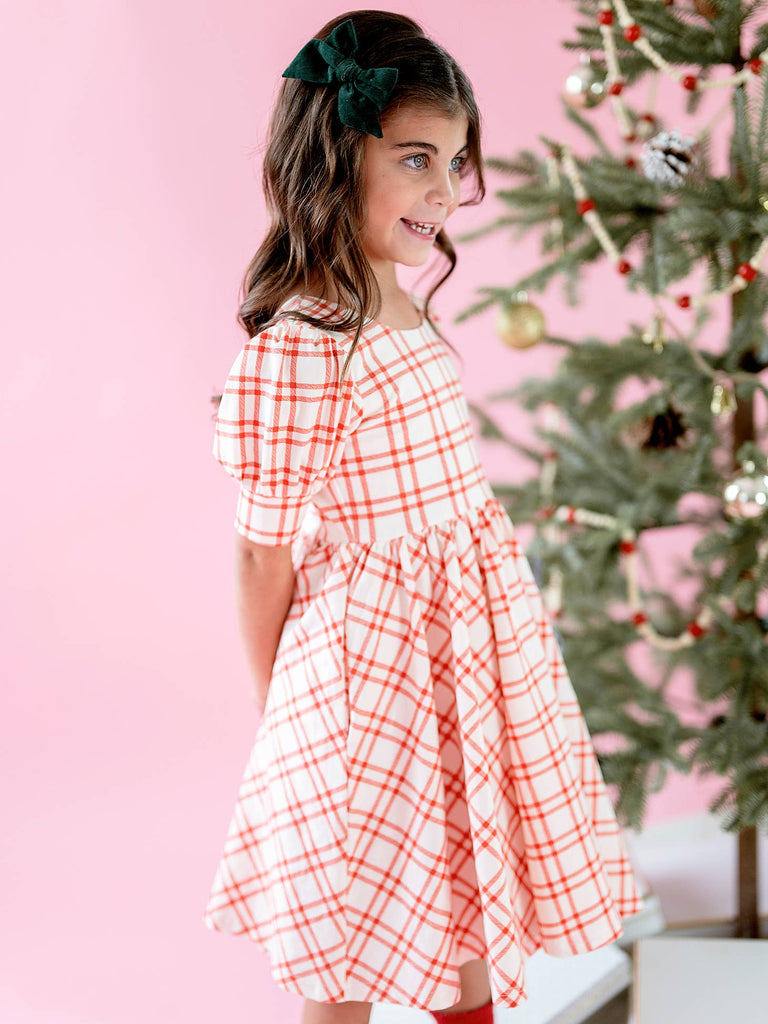 Puff Twirl Dress in Grid