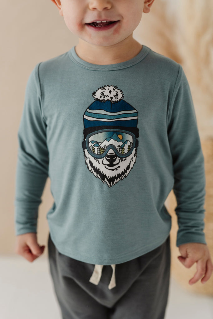 Boy's Long Sleeve Tee -  Ski Bear