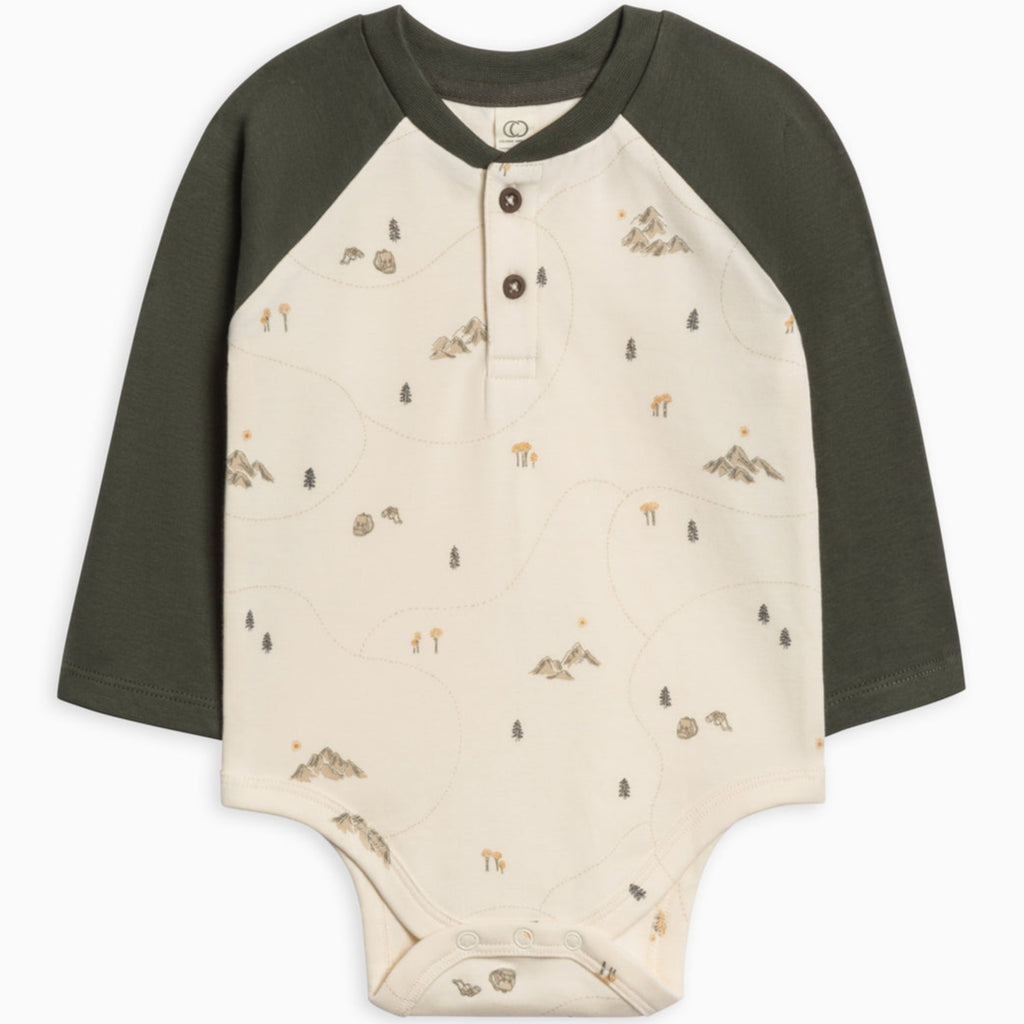 Lucas Raglan Henley Bodysuit - Hiking Pine