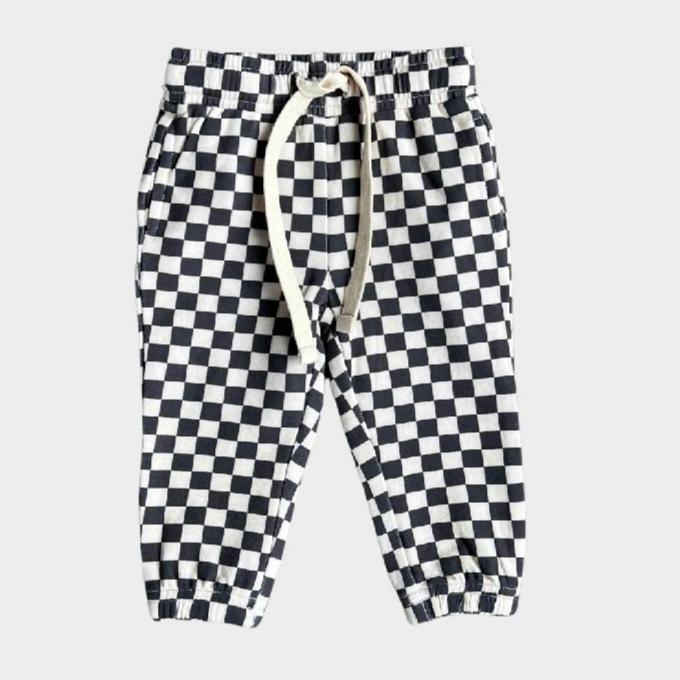 Boy's Joggers Checkered in Gray Wash