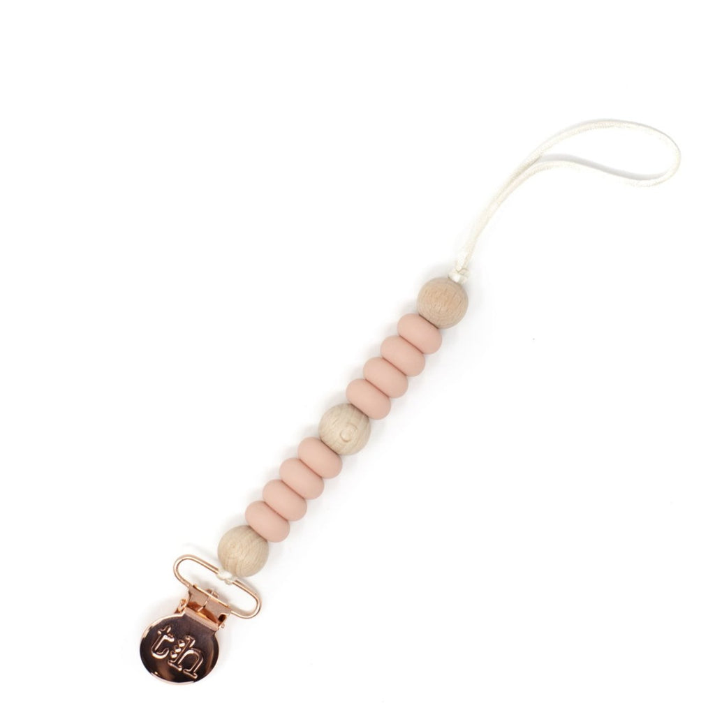 LE Petite Asher Pacifier & Toy Clip - Dusty Pink