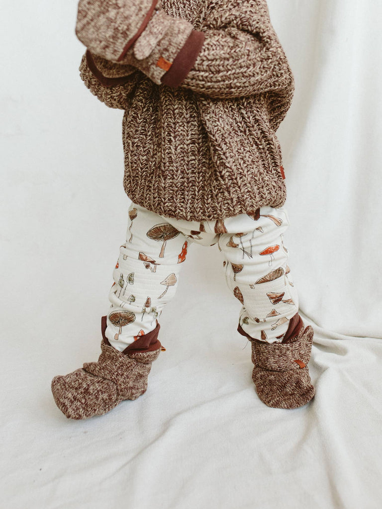 Knit Cotton Baby Stay-On Boots - Bark